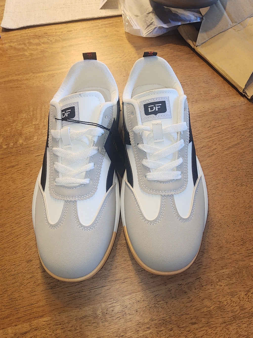 Womens  White and Gray Low-Profile Sneakers